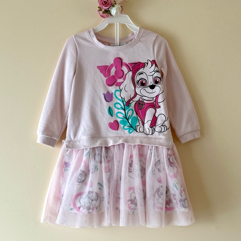 Nickelodeon Toddler Girls Paw Patrol Skye Fleece and Tulle Dress, Size 2-4yrs